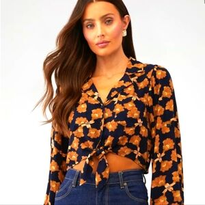 MinkPinkFloral Black and Gold Women's Top